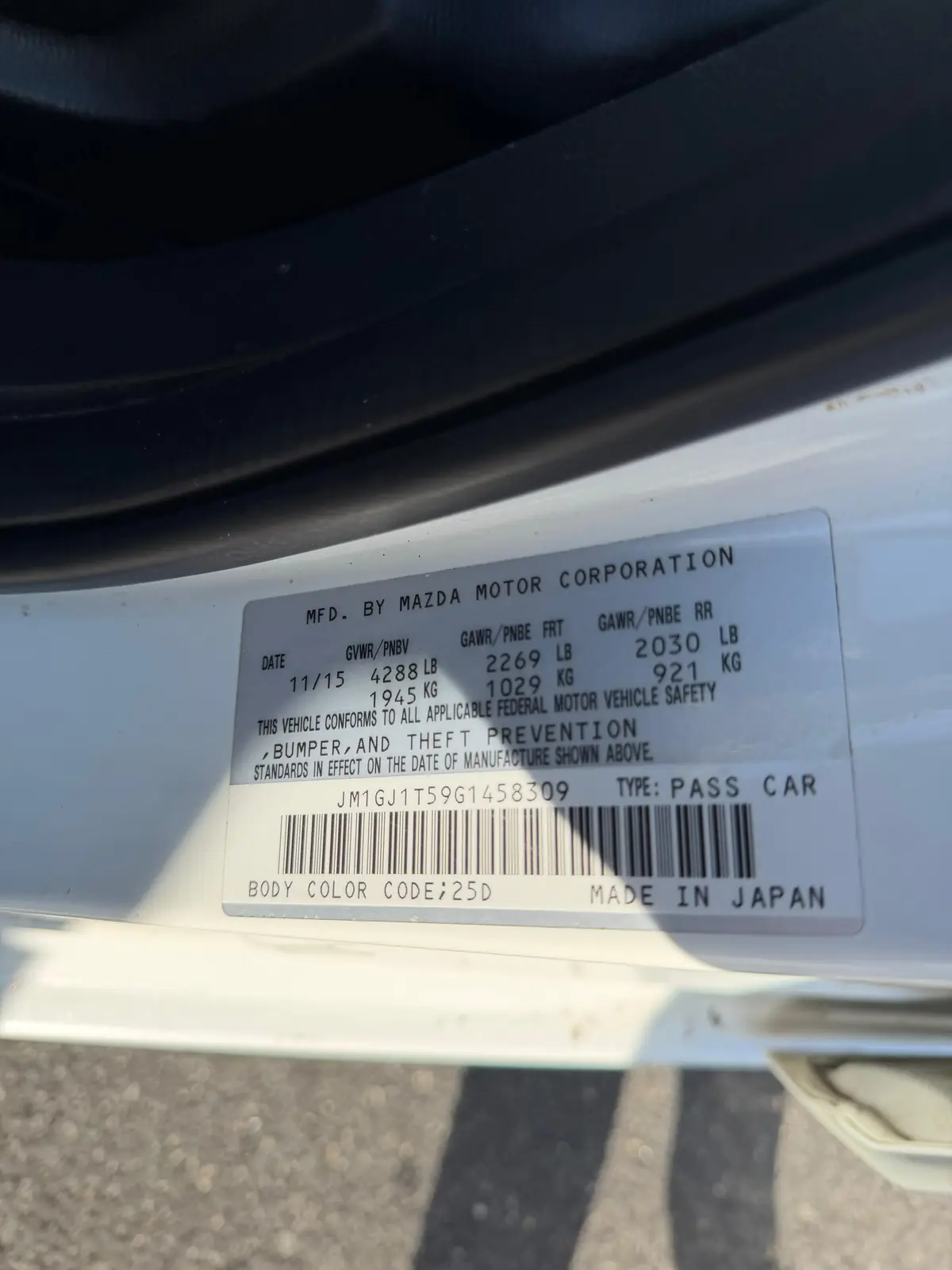 2016 Mazda 6 available for long-term rental